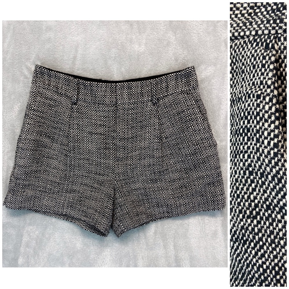 Banana Republic Tweed Black White Shorts Sz 2 Gray Tailored Preppy Baddie Girl